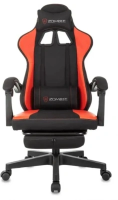 Кресло игровое Zombie Weaver черный/красный ткань/эко.кожа с подголов. крестов. пластик подст.для ног пластик черный