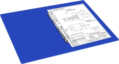 Папка на 4-х кольцах Бюрократ -0827VA3BLU A3 верт. пластик 0.8мм кор.27мм синий