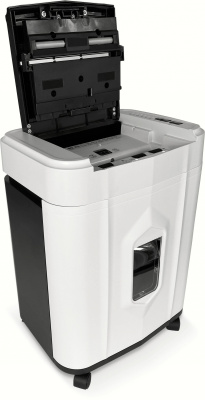 Шредер Heleos АП20-5 белый/черный с автоподачей (секр.P-5) фрагменты 131лист. 20лтр. скрепки скобы пл.карты