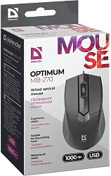 Мышь Defender Optimum MB-270 черный оптическая 1000dpi USB 2but (52270)