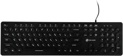 Клавиатура Оклик 420MRL черный USB slim Multimedia LED
