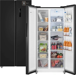 Холодильник Weissgauff WSBS 500 Inverter NoFrost Black 2-хкамерн. черный стекло инвертер