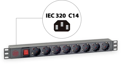 Блок распределения питания Sysmatrix PD 0802.000 гор.размещ. 8xSchuko базовые 16A C14