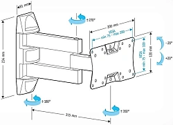 Кронштейн для телевизора Holder LCDS-5065 черный 19"-32" макс.30кг настенный поворот и наклон