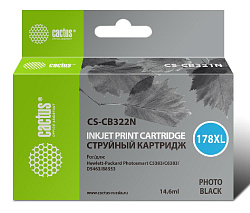 Картридж струйный Cactus CS-CB322N(CS-CB322) №178XL фото черный (14.6мл) для HP PS B8553/C5383/C6383/D5463 с чипом