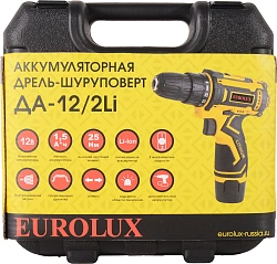 Дрель-шуруповерт Eurolux ДА-12/2Li аккум. патрон:быстрозажимной (кейс в комплекте) (72/14/38)