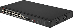 Коммутатор Dahua DH-S3226-24ET-375 (L2) 24x100Мбит/с 2x1Гбит/с 2xКомбо(1000BASE-T/SFP) 24PoE 375W неуправляемый