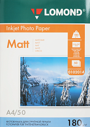 Фотобумага Lomond 0102014 A4/180г/м2/50л./белый матовое для струйной печати