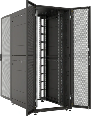 Шкаф серверный ЦМО (ШТК-СП-42.8.12-88АА-9005) напольный 42U 800x1200мм пер.дв.перфор. 2 бок.пан. задн.дв.перфор. направл.под винты 1350кг черный 883мм 174кг 1950мм