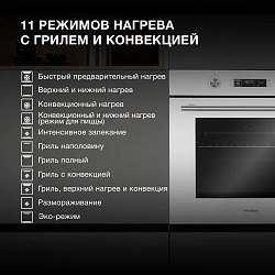 Духовой шкаф Электрический Hyundai HEO 6648 WG белый/серебристый