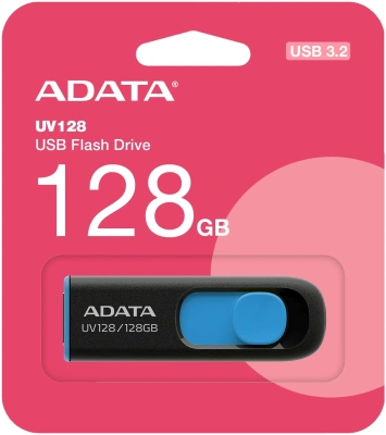 Флеш Диск A-Data 128Gb DashDrive UV128 AUV128-128G-RBE USB3.0 черный/синий