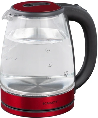 Чайник электрический Scarlett SC-EK27G65 1.8л. 1800Вт красный/черный корпус: стекло/металл/пластик