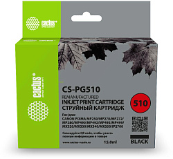 Картридж струйный Cactus CS-PG510 PG-510 черный (15мл) для Canon Pixma MP240/MP250/MP260/MP270/MP480/MP490/MP492/MX320/MX330 с чипом