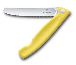 Нож кухонный Victorinox Swiss Classic (6.7836.F8B) стальной для овощей лезв.110мм серрейт. заточка желтый блистер