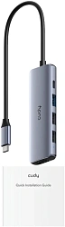 Разветвитель USB-C Cudy UH405 3порт. серебристый