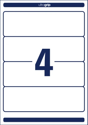 Этикетки Avery Zweckform L4761-25 A4 61x192мм 4шт на листе/80г/м2/25л./белый самоклей. универсальная