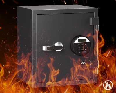 Сейф офисный Deli Obsidian ET581 огнестойкий встраиваемый 420x380x300мм электронный/ключевой