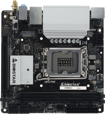 Материнская плата Biostar B760NH-E Soc-1700 Intel B760 2xDDR5 mini-ITX AC`97 8ch(7.1) 2.5Gg RAID+HDMI+DP