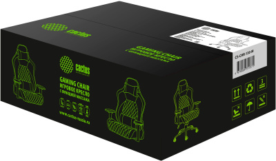 Кресло игровое Cactus CS-CHR-130-M с вибромассажем черный эко.кожа с подголов. крестов. черный