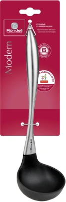 Половник для первых блюд Rondell Modern RD-1743 черный/стальной упак.:картонная подложка