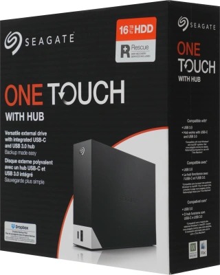 Жесткий диск Seagate USB 3.0 16Tb STLC16000400 One Touch Hub 3.5" черный