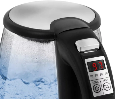 Чайник электрический Kitfort КТ-628 1.7л. 2200Вт серебристый корпус: стекло/металл/пластик