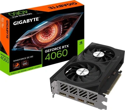 Видеокарта Gigabyte PCI-E 4.0 GV-N4060WF2OC-8GD NVIDIA GeForce RTX 4060 8Gb 128bit GDDR6 2475/17000 HDMIx2 DPx2 HDCP Ret