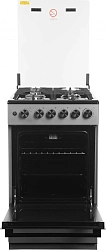 Плита Газовая Midea MFO-M4G20T0E(SL) серебристый/черный (стеклянная крышка) реш.чугун