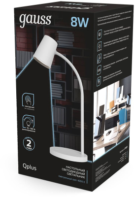 Светильник Gauss GTL603 (GT6031) настольный на подставке белый 8Вт