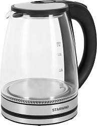 Чайник электрический Starwind SKG2114 2л. 1800Вт черный/прозрачный корпус: стекло