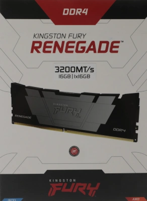 Память DDR4 16GB 3200MHz Kingston KF432C16RB12/16 Fury Renegade Black RTL Gaming PC4-25600 CL16 DIMM 288-pin 1.35В dual rank с радиатором Ret