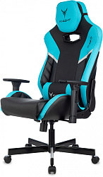 Кресло игровое Knight Thunder 5X черный/голубой экокожа крестов. металл