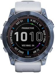 Смарт-часы Garmin Fenix 7X 1.4" корп.синий рем.белый (010-02541-15)