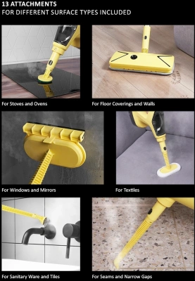 Пароочиститель напольный Polaris PSC 1701C 1700Вт желтый/черный