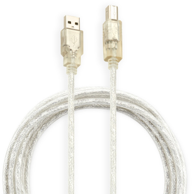Кабель Buro USB2.0-AM/BM-3-TRANS USB A(m) USB B(m) 3м прозрачный