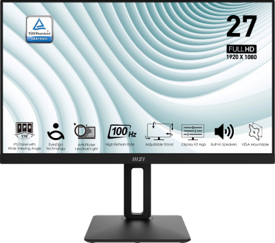 Монитор MSI 27" Pro MP271AP черный IPS LED 1ms 16:9 HDMI M/M матовая HAS Piv 300cd 178гр/178гр 1920x1080 100Hz VGA DP FHD 3.9кг