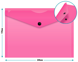 Конверт на кнопке Бюрократ Double Neon DNEPK804A5PINK A5 гориз. пластик 0.15мм розовый