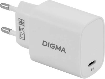 Сетевое зар./устр. Digma DGW2C 20W 3A (PD) USB-C универсальное белый (DGW2C0F010WH)
