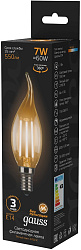 Лампа светодиодная Gauss Filament 7Вт цок.:E14 свеча 220B св.свеч.бел.теп. CF35 (упак.:1шт) (104801107)