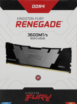 Память DDR4 8GB 3600MHz Kingston KF436C16RB2/8 Fury Renegade Black RTL Gaming PC4-28800 CL16 DIMM 288-pin 1.35В dual rank с радиатором Ret