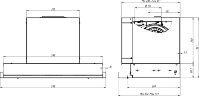 Вытяжка встраиваемая Elikor Sense 60П-1000 нержавеющая сталь управление: кнопочное (1 мотор)