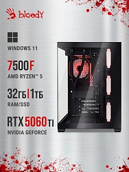 ПК Bloody BD-PC RAB84V2 TWR Ryzen 5 7500F (3.7) 32Gb SSD1Tb RTX5060TI 8Gb Windows 11 Home 64 2.5xGbitEth 650W черный (RUS) (2142124)