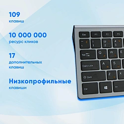 Клавиатура Оклик 890S серый/черный USB slim Multimedia (1784239)