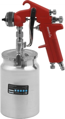 Краскораспылитель Matrix 57323 240л/мин соп.:1.8мм бак:1л серебристый/красный