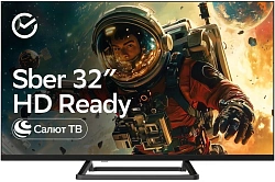 Телевизор LED Sber 32" SDX-32H3114 Салют ТВ Frameless черный HD 60Hz DVB-T DVB-T2 DVB-C DVB-S DVB-S2 USB WiFi Smart TV