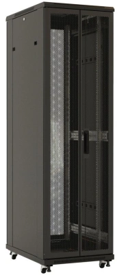 Шкаф серверный Hyperline (TTBR-4262-DD-RAL9004) напольный 42U 600x1200мм пер.дв.перфор.2ств. 2 бок.пан. задн.дв.перфор.2-хст. 800кг черный 1110мм 2055мм IP20 сталь