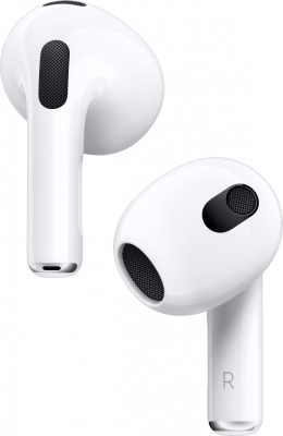 Гарнитура вкладыши Apple AirPods 3 A2565,A2564,A2897 белый беспроводные bluetooth в ушной раковине (MPNY3ZA/A)