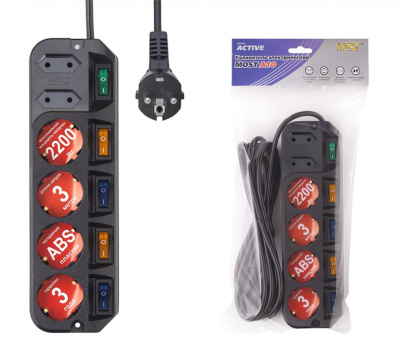 Сетевой удлинитель Most A10 3м (6 розеток) черный (коробка)