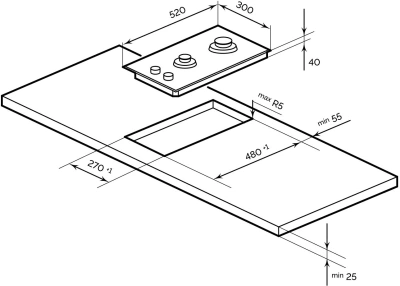Газовая варочная поверхность Lex GVG 323A BBL черный