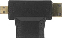 Переходник аудио-видео HDMI (f)/Micro HDMI (m)/Mini HDMI (m) черный (+ Mini HDMI (Male))